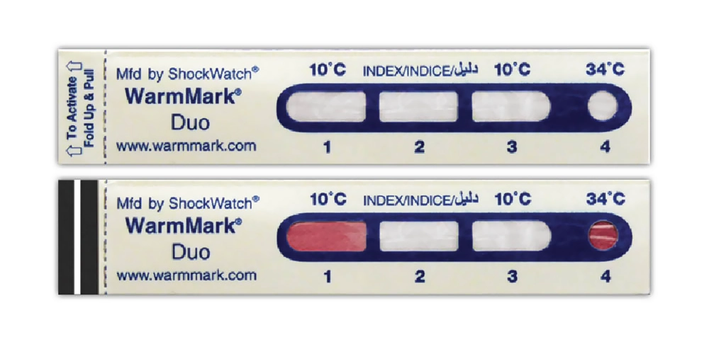 Indicador de temperatura de tiempo WarmMark® Duo